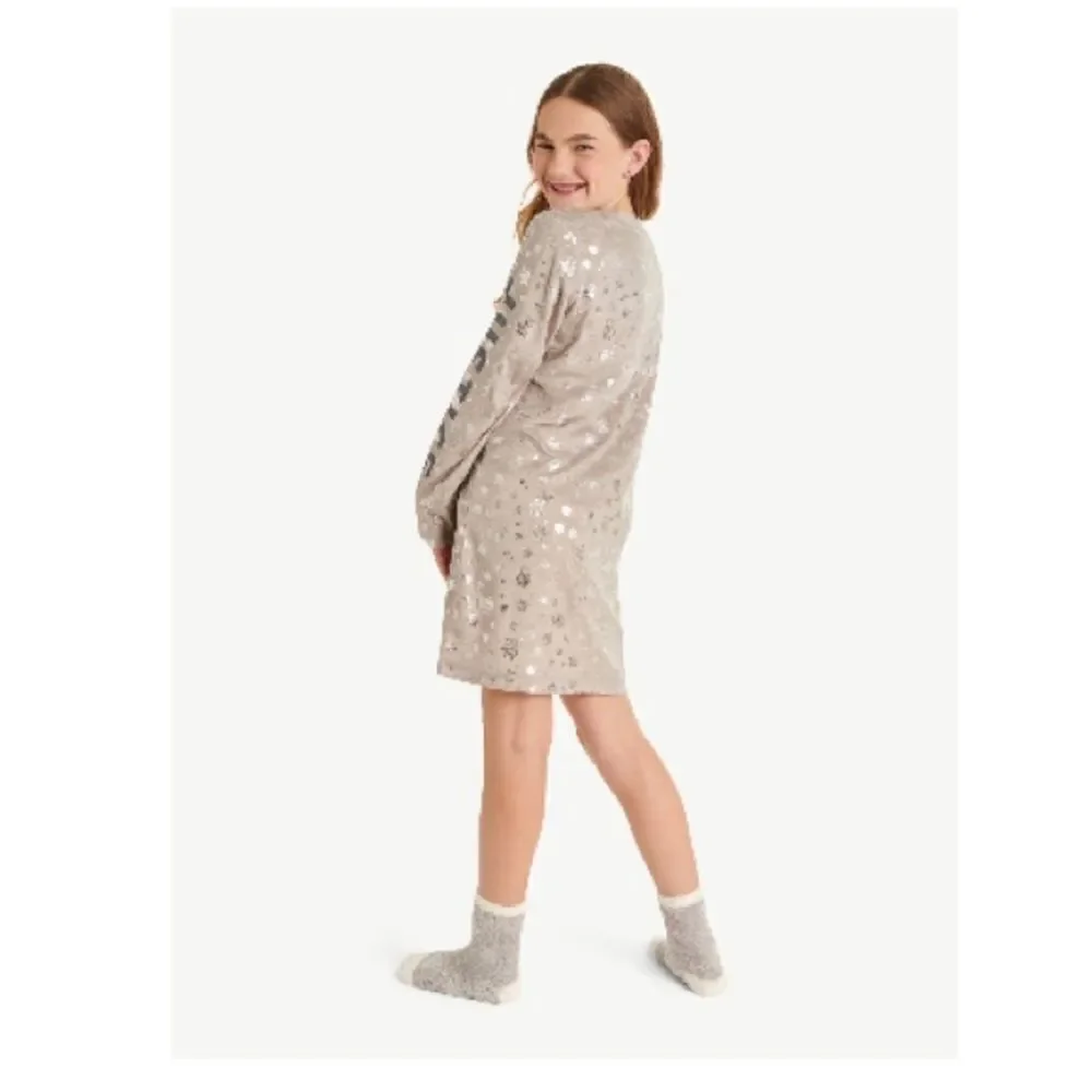 Justice Girls Long Sleeve Henley Pajama Sleep Lounge Shirt Gown Size S 7/8